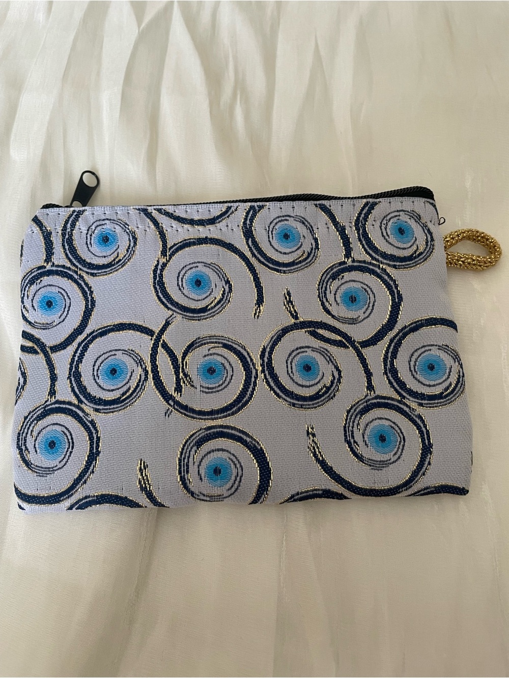 Stylish Blue Evil Eyes Swirl Wristlet Pouch
